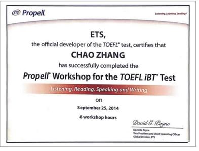 Jackie TOEFL Propell workshop certificate